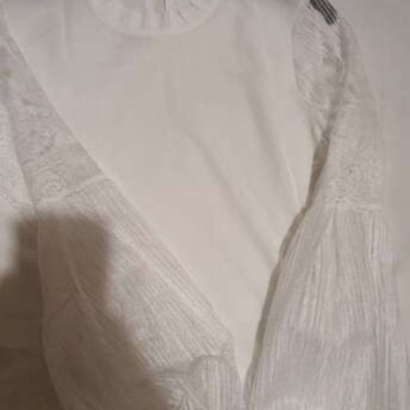 white sheer sleeve lace long sleeve Top Classic - Picture 10 of 10